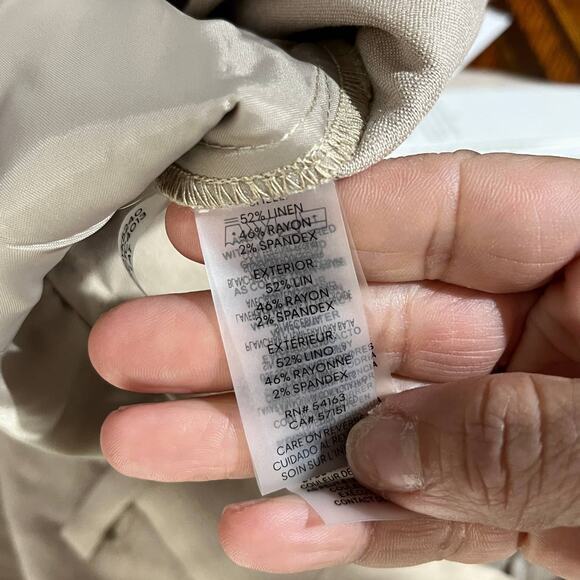 Calvin Klein Women’s Tan Linen Blend Cropped Straight Pants Size 16 - Picture 6 of 8